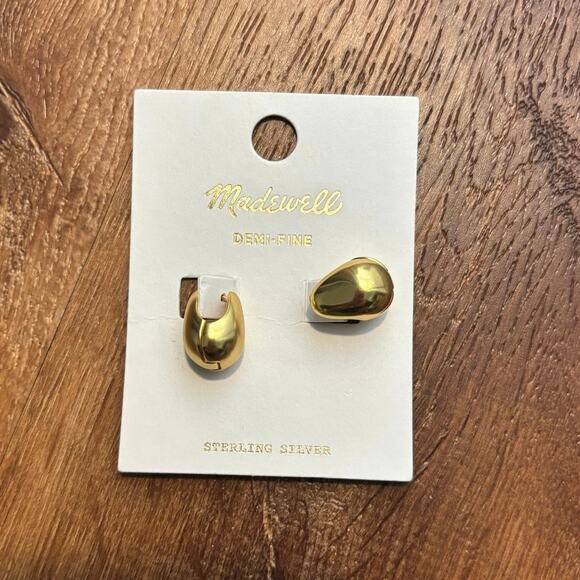 NWT Madewell Droplet Huggie Hoop Earrings In Vintage Gold - Picture 5 of 6